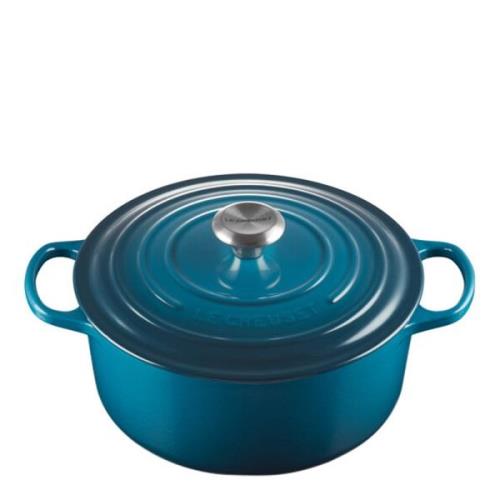 Le Creuset - Signature Gjutjärnsgryta rund 26 cm 5,3 L deep teal