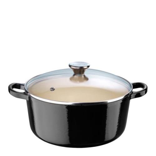 Le Creuset - Classic Gjutjärnsgryta Rund Glaslock 4,2 L Svart