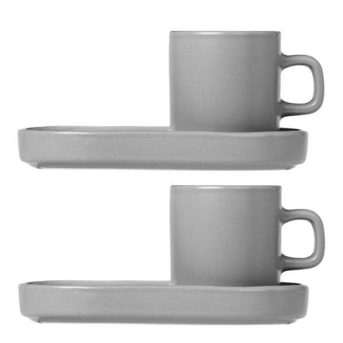 Blomus - Pilar Espressokopp m/Fat 6 cm 2-pack Mirage Grey