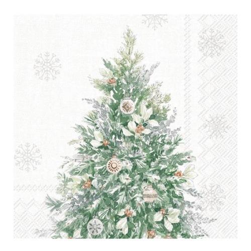 Ihr - Servett Simple Season Tree 33x33 cm 20-pack Cream/Grön