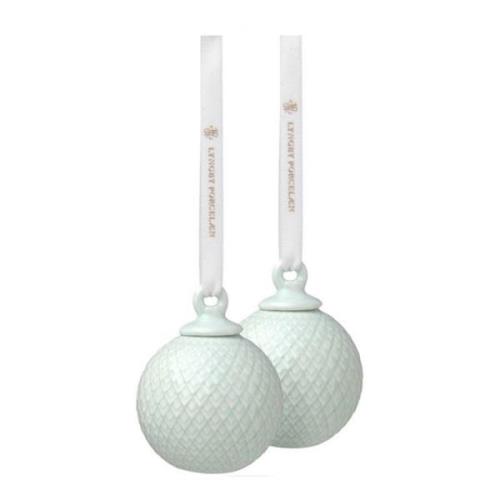 Lyngby Porcelæn - Rhombe Dekorationskula 5 cm 2-pack Soft Green