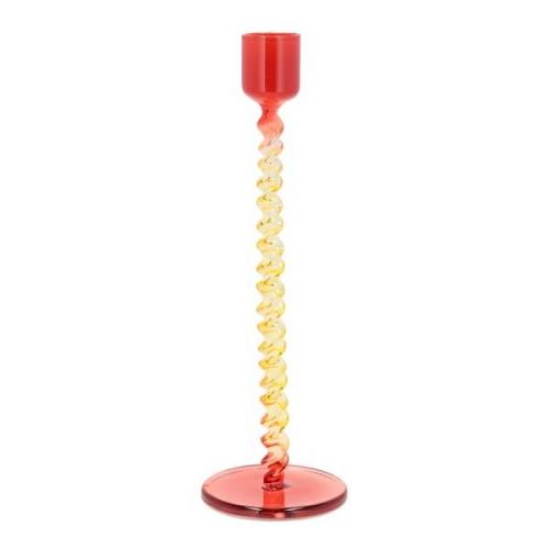 Villa Collection - Styles Ljusstake Glas 20,3 cm Gul/Röd