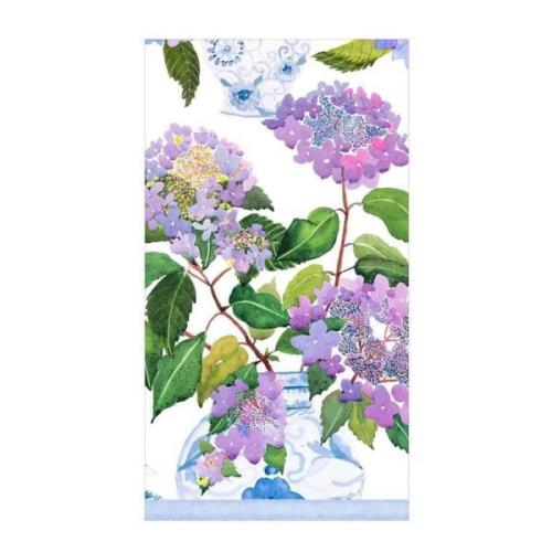 Caspari - Hydrangeas and Porcelain servett 32,5x40 cm 15-pack lila