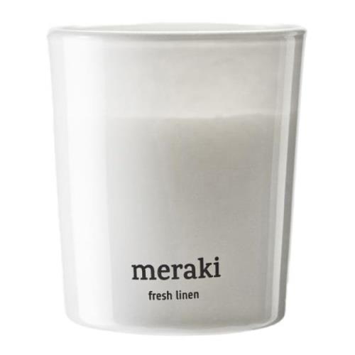 Meraki - Doftljus fresh linen 7x6 cm vit