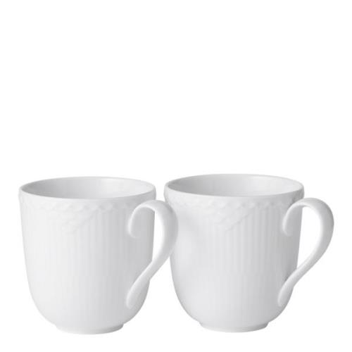 Royal Copenhagen - White Fluted Half Lace Mugg 37 cl 2-pack