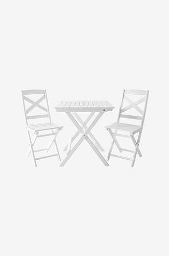 Set med fällbart bord och 2 stolar vit Sunrise