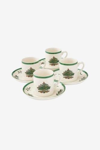 Spode - Set med 4 espressokoppar med fat Christmas Tree - Vit - Koppar...