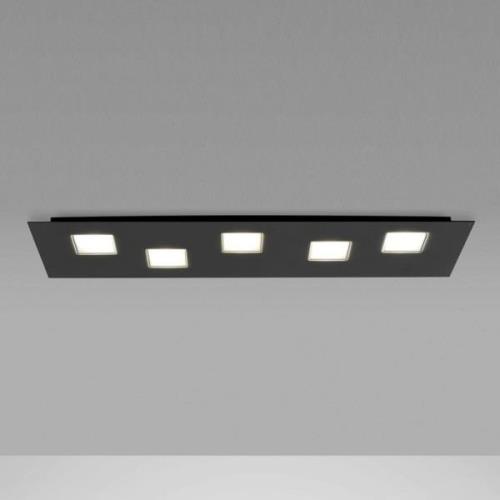 Fabbian Quarter – svart LED-taklampa 5 lampor