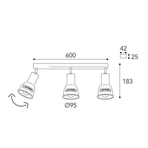 Moretti Luce Taklampa Azali 1549.E27, 3 lampor antikmässig