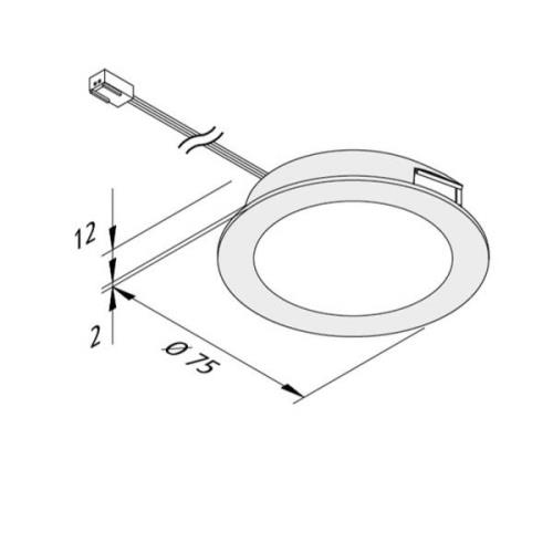 Hera LED-möbelinbyggnadslampa FAR 68 rostfritt stål 4W 2.700K