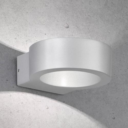 FISCHER & HONSEL LED-utomhusvägglampa Torres, rund, silver