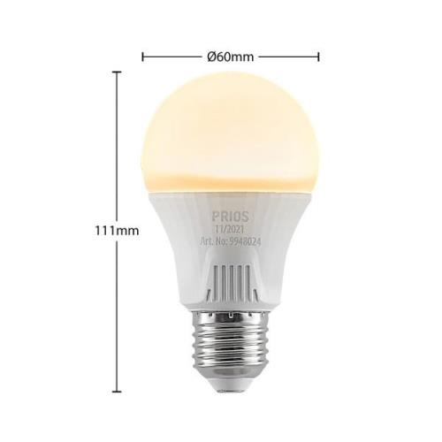 PRIOS LED-lampa E27 A60 11 W vit 3 000 K