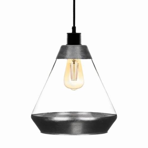 Solbika Lighting Pendellampa Lonceng av glas, dekor silver