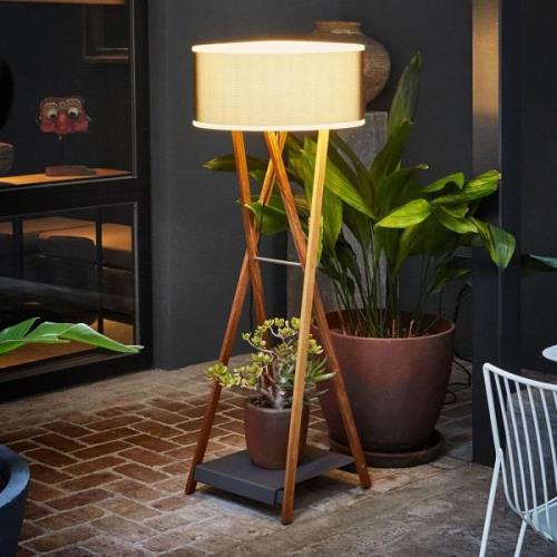 MARSET Cala 140 golvlampa, IP65, iroko/brun