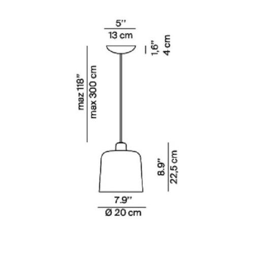 Luceplan Zile pendellampa tegelröd matt, Ø 20 cm