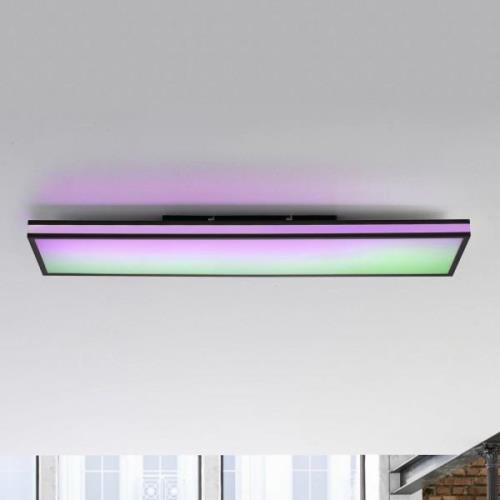 JUST LIGHT. LED-taklampa Mario, CCT, RGB, 100x25cm, svart