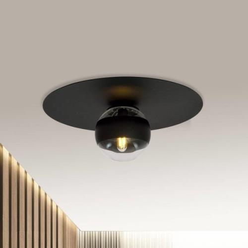 EMIBIG LIGHTING Kenzo taklampa, rund, svart/klar, 1-ljus