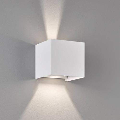 FISCHER & HONSEL LED-utomhusvägglampa Wall, kubisk, vit