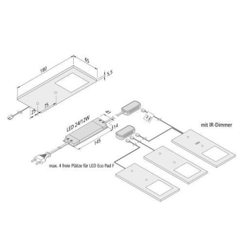 Hera LED-bänklampa Eco-Pad F 3­pack 3 000 K svart