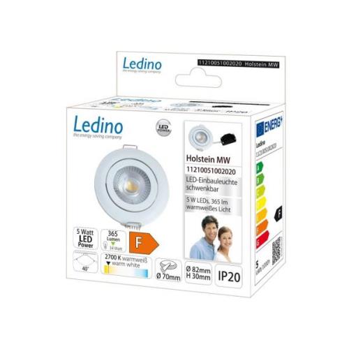 Ledino LED infälld belysning Holstein MS, IP20 40°, vit