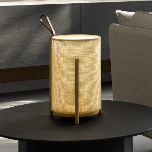 Carpyen LED-bordslampa Greta, uppladdningsbart batteri, naturfiber/ek ...