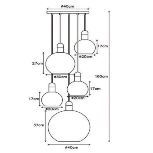 Lucide Hänglampa Julius, 5 lampor, opal