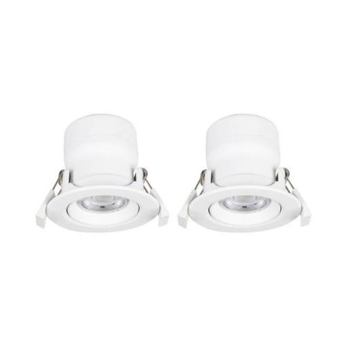 Prios LED-inbyggnadslampa Shima, vit, 7W, 3000K, 2 st, dimbar