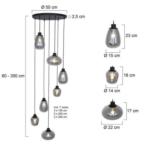 Steinhauer Hänglampa Reflektion, 7 lampor Ø 55 cm