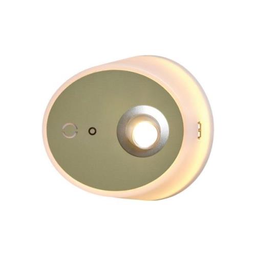 Carpyen LED-vägglampa Zoom, spot, USB-utgång, khaki