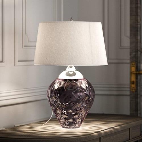 Quintiesse Samara bordslampa, Ø 45,7 cm, rosa, tyg, glas, 2-ljus