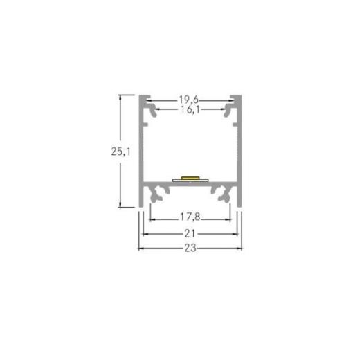 BRUMBERG monteringsprofil höjd 25 mm längd 2 m aluminium