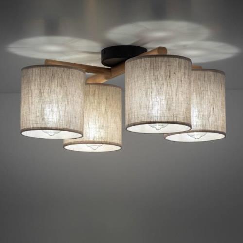 TK Lighting Taklampa Deva, 4 lampor, textil