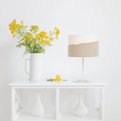 Euluna Bordslampa Susan, vit/beige/guld