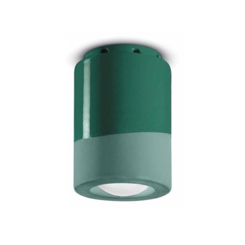 Ferroluce PI taklampa, cylindrisk, 8,5 cm, grön