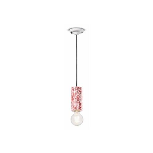 Ferroluce PI hängande lampa, blommönster Ø 8 cm röd/vit