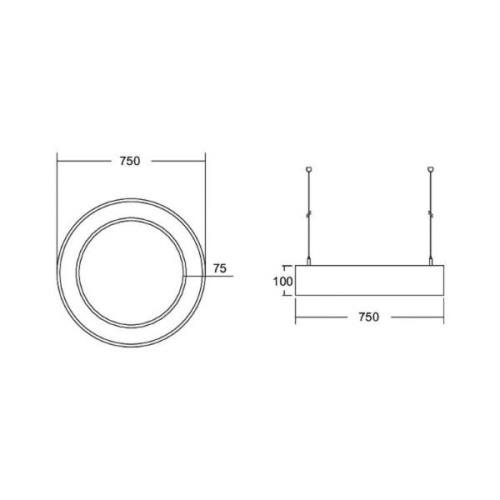 BRUMBERG Biro Circle Ring direkt 75cm 50W på/av silver 840