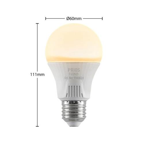 PRIOS LED-lampa E27 A60 11W vit 3 000K 10-pack