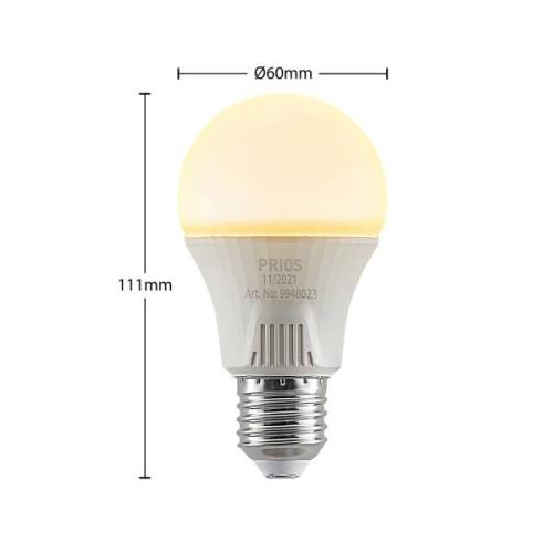 PRIOS LED-lampa E27 A60 11W vit 2 700K 3-pack