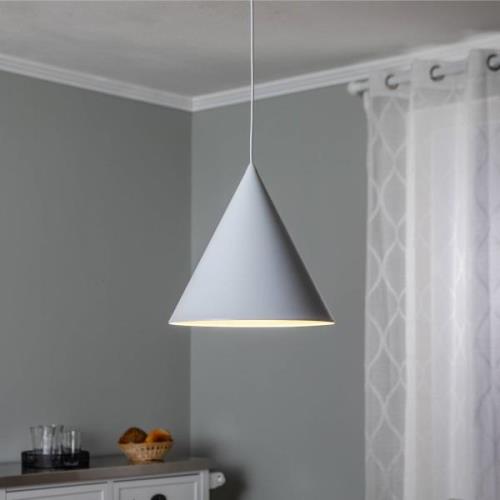 TK Lighting Cono pendellampa, vit, Ø 32 cm, stål, enkel belysning