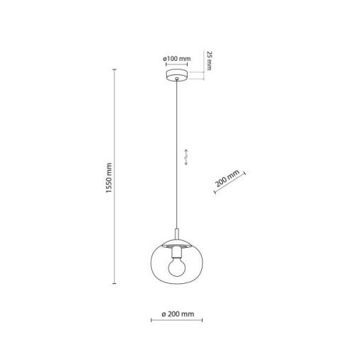 TK Lighting Vibe pendellampa, klarglas, Ø 20 cm