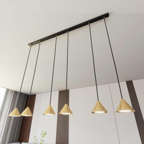 EMIBIG LIGHTING Elit pendellampa, 6-ljus, guldfärgad, metall