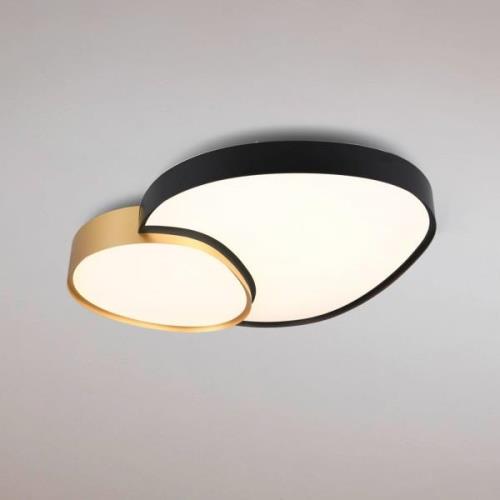 Trio Lighting LED-taklampa Rise, svart-guld, 77 x 63 cm, CCT, dimbar