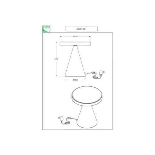 Fabas Luce Neutra LED-bordslampa, höjd 27 cm, vit, touchdimmer