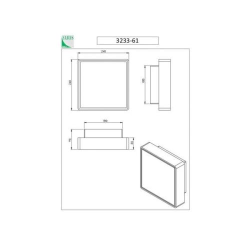 Fabas Luce Oban vägglampa, 24 cm x 24 cm, 1 x E27, vit, IP65