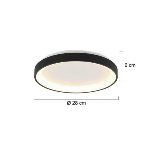 Steinhauer Ringlede taklampa LED, svart, höjd 6 cm, Ø 28 cm