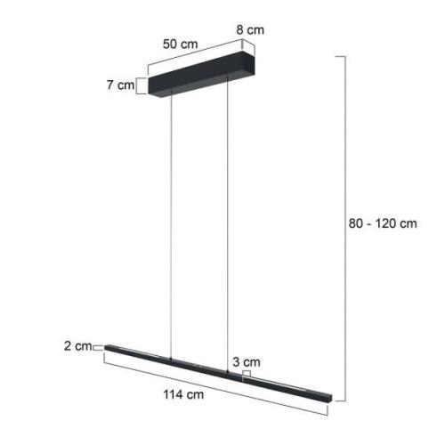 Steinhauer Hänglampa Bande, upp/ner, svart, 120 cm, CCT, dimmer