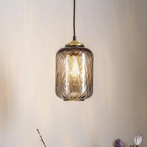 Solbika Lighting Tezeusz pendellampa glasskärm rökgrå Ø 17cm