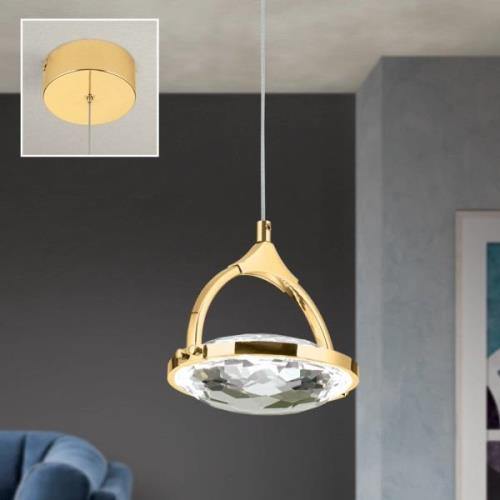 ORION LED-hänglampa Moon, K9-kristallglas, 1 lampa, guld