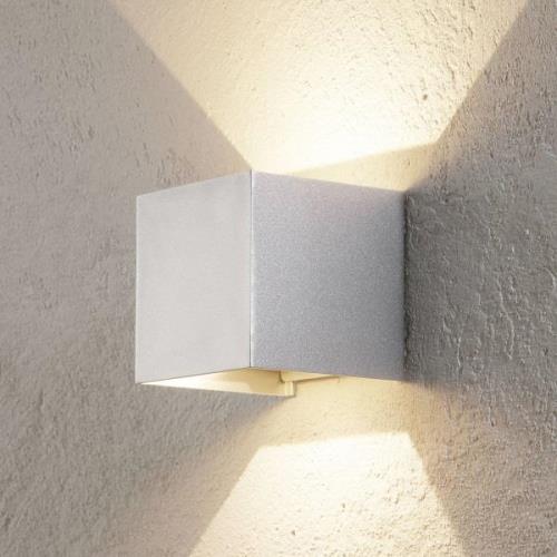 ORION LED-utomhusvägglampa Cube up/down 10 cm aluminium