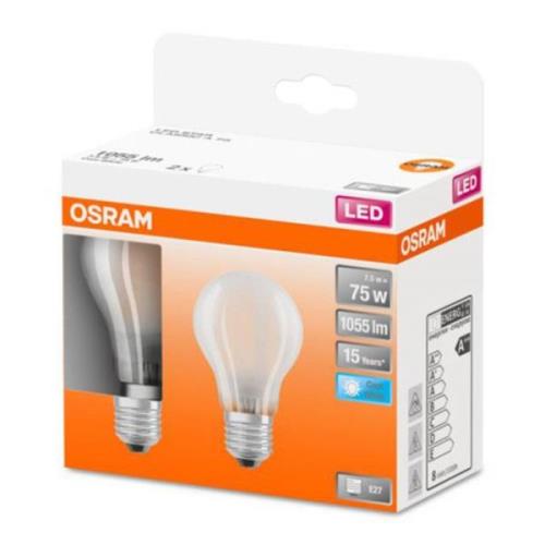 OSRAM Classic A LED-lampa E27 7,5W 4 000 K 2-pack